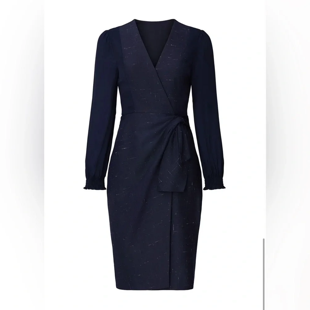 Rebecca Taylor Navy Cross Hatch Dress- Size 12 - Picture 5 of 11